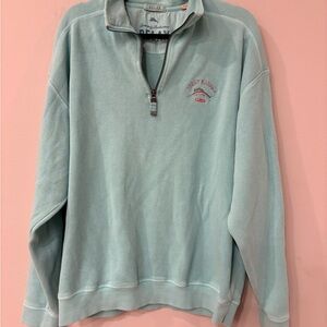 Tommy Bahama Men's Large Quarter Zip-Up Teal Pull Over.  Ex Preloved Condition!